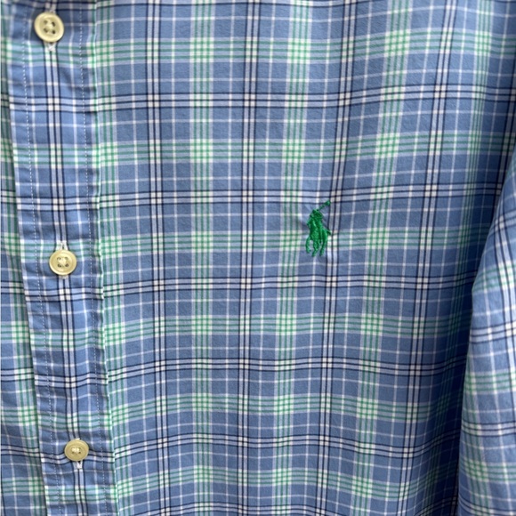 Polo Ralph Lauren Men’s Blue & Green Plaid L Long Sleeve Button Down Shirt T9 - Picture 5 of 7